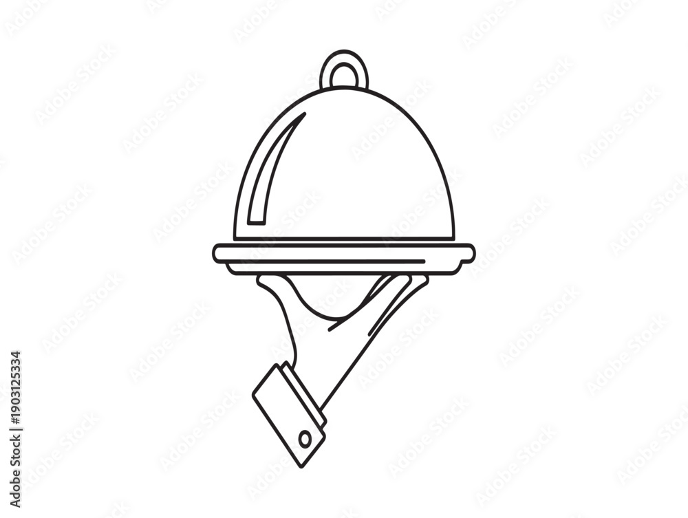Fototapeta premium A line drawing of a covered serving dish on a stand