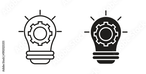 Innovation icons vector symbol with editable stroke and flat versions