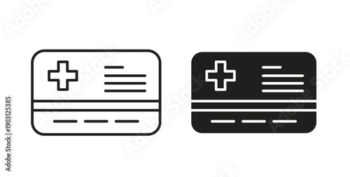 Insurance card icons vector symbol with editable stroke and flat versions