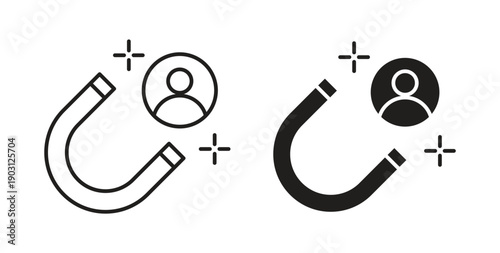 Lead generation icons vector symbol with editable stroke and flat versions