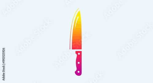 Vibrant Gradient Chef's Knife Artistic Digital Illustration for Culinary Themes and Modern Design