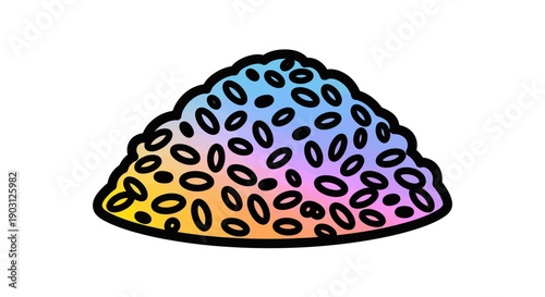 Vibrant cartoon illustration of a gradient colored mound filled with abstract oval shapes