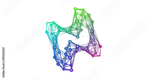 Dynamic abstract digital network with gradient color connections representing global data flow