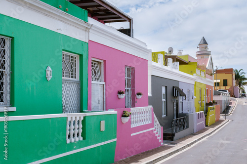 Canvastavla Bo Kaap Colourful street Township in Cape Town, is a colorful street with houses