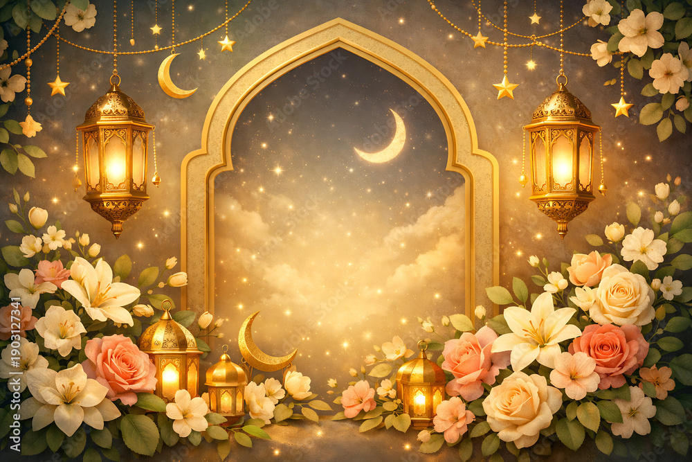 Eid Mubarak Ramadan Kareem Background with Islamic Arabic Ornament Pattern Frame,gold and green futuristic and modern and celebration event and holiday eid, for copy space Suitable for design flyer Eid Mubarak Ramadan Kareem Background with Islamic Arabic Ornament Pattern Frame,gold and green futuristic and modern and celebration event and holiday eid, for copy space Suitable for design flyer