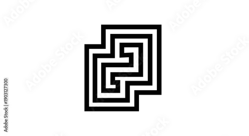 Geometric Maze Design Element Icon.