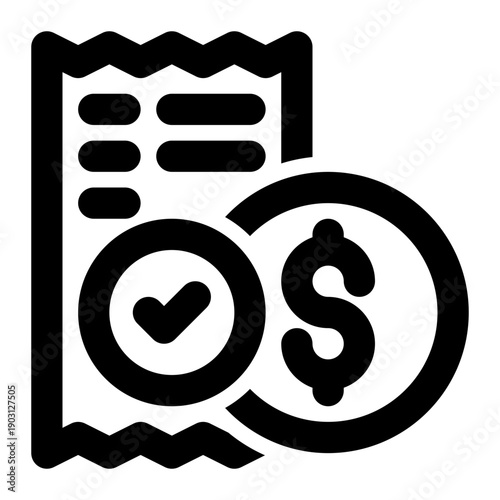 Receipt, Paid, Payment Outline Icon