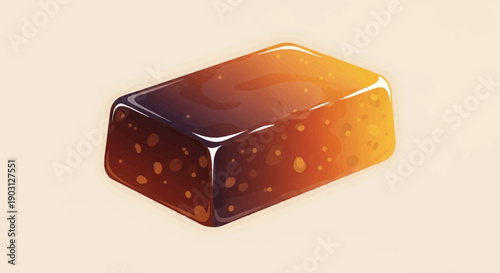 A vibrant, glossy illustration of a delicious caramel or fudge candy bar for sweet designs