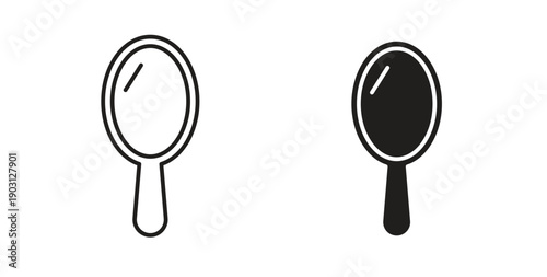 Mirror icons vector symbol with editable stroke and flat versions