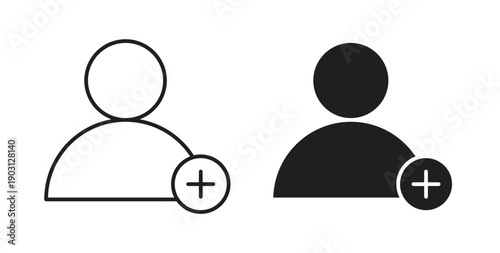 New account icons vector symbol with editable stroke and flat versions