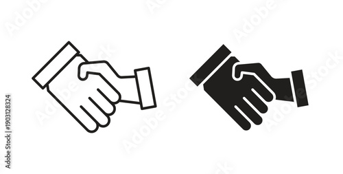 Partnership icons vector symbol with editable stroke and flat versions