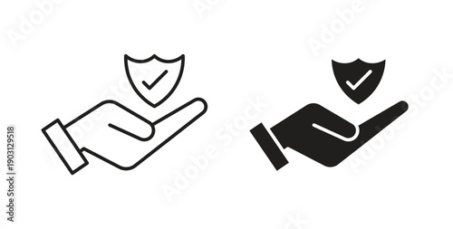 Policyholder icons vector symbol with editable stroke and flat versions