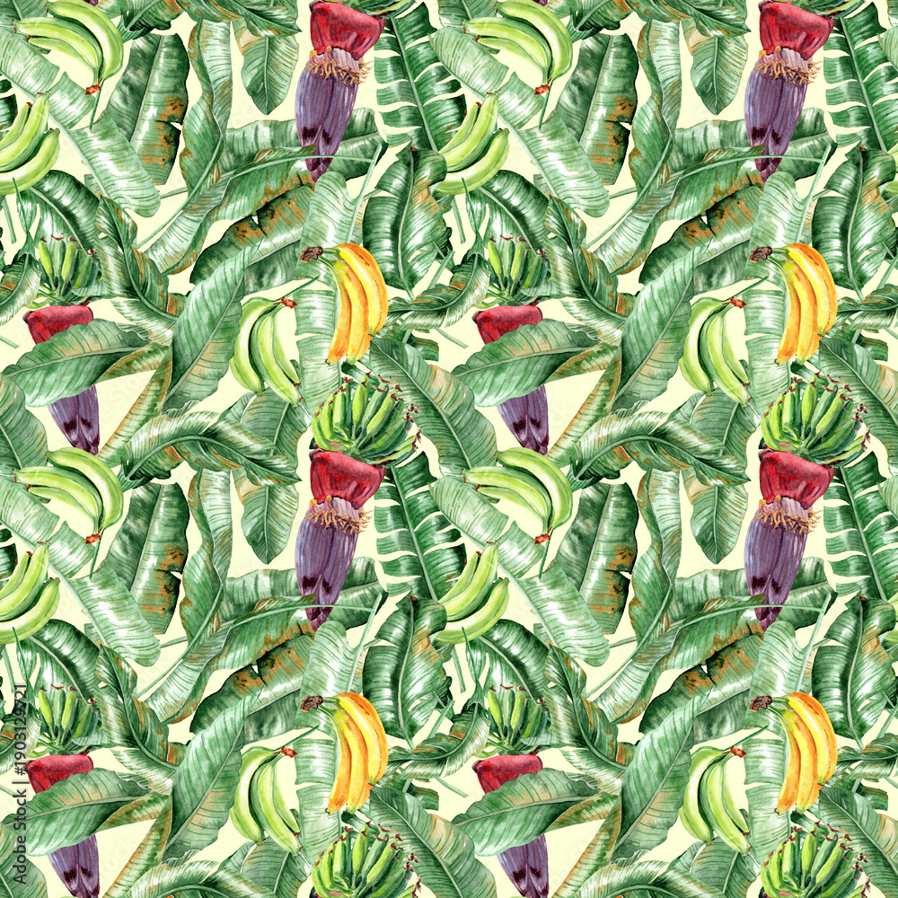 Obraz premium Watercolor seamless pattern rainforest