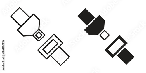 Seatbelt icons vector symbol with editable stroke and flat versions