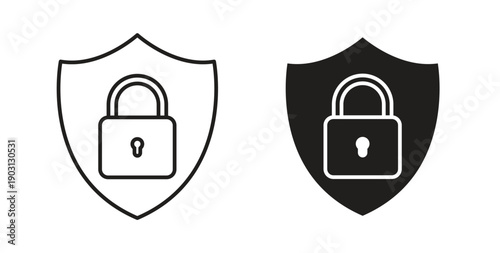 Security lock icons vector symbol with editable stroke and flat versions