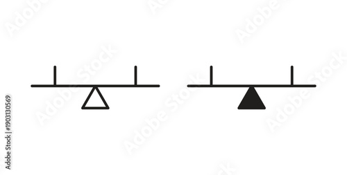 Seesaw icons vector symbol with editable stroke and flat versions