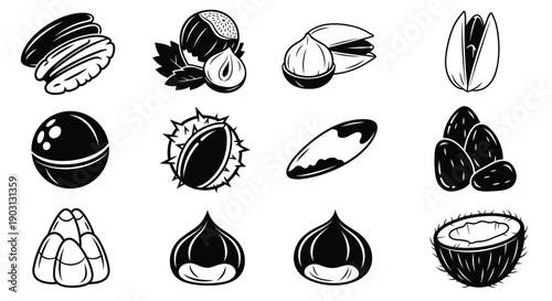 Set of Edible Nut Icons