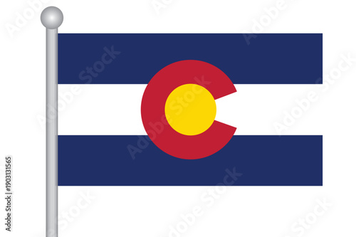 Vector Flag of Colorado with a flagpole