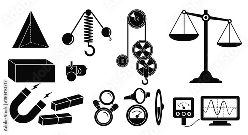 Set of Physics Apparatus Icons