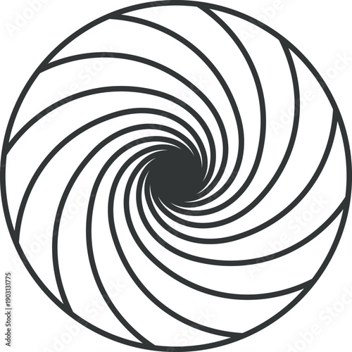 Spiral logo. Black line rotating swirl symbol