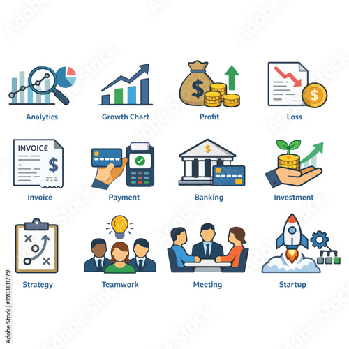 Financial Growth, Investment & Management Icons
