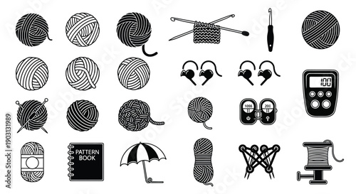 Set of Knitting and Crochet Icons