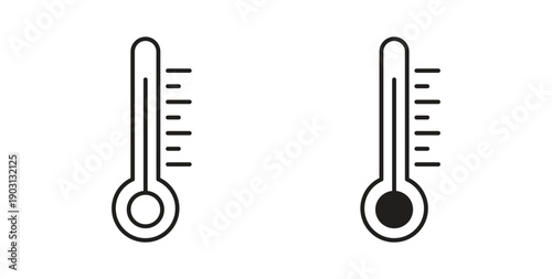 Thermometer icons vector symbol with editable stroke and flat versions