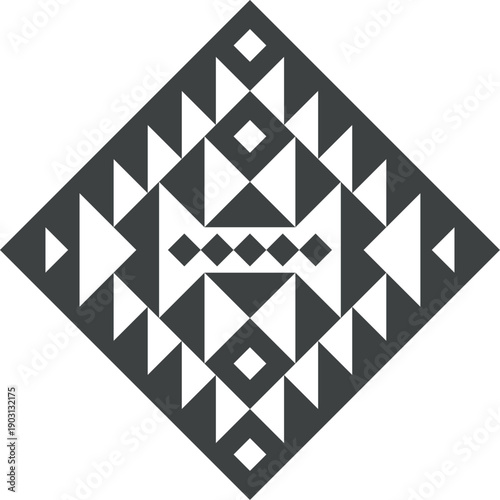 Aztec traditional motif. Black geometric pattern element