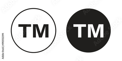 Trademark icons vector symbol with editable stroke and flat versions