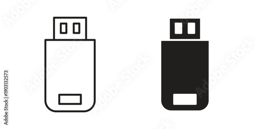 usb drive icons vector symbol with editable stroke and flat versions