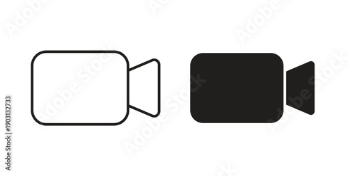 Video call icons vector symbol with editable stroke and flat versions