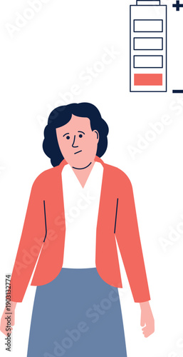 Fatigue color icon. Woman with severe exhaustion and energy lack