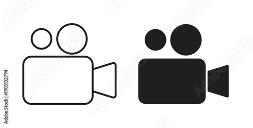 Video icons vector symbol with editable stroke and flat versions