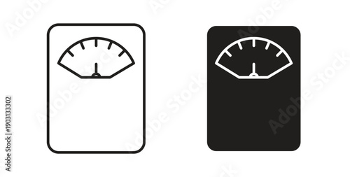 Weight scale icons vector symbol with editable stroke and flat versions