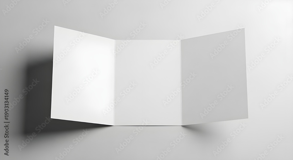 Fototapeta premium Tri-fold brochure mockup with clean layout, ideal for corporate marketing and professional print presentations.