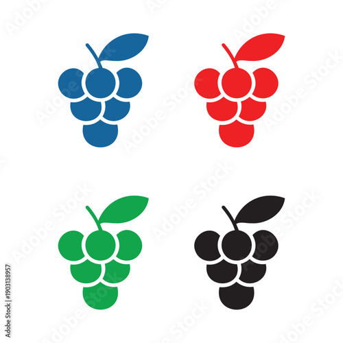 Grape icons for fruit vine winery and organic fresh food product symbols.