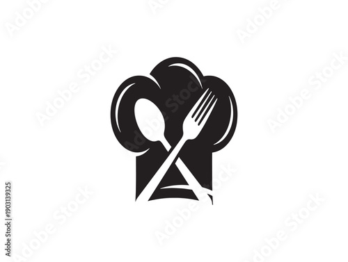 Culinary logo with chef's hat fork and spoon