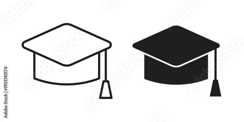 Graduation cap icons symbol. vector illustration pack for apps and designs