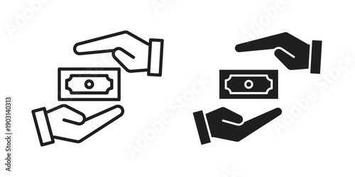 Hand money exchange icons symbol. vector illustration pack for apps and designs