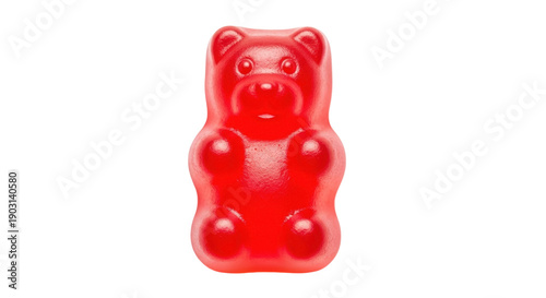 Vászonkép Red gummy bear isolated PNG on transparent background, sweet chewy candy for kid
