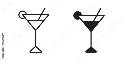 Martini glass icons symbol. vector illustration pack for apps and designs