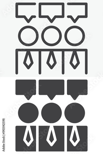 Consensus agreement icon set in different style. Line, outline and solid icon versions, editable stroke vector sign and symbol. Teamwork icon for unity.