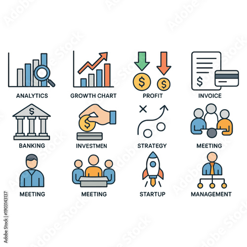 Financial Growth, Investment & Management Icons