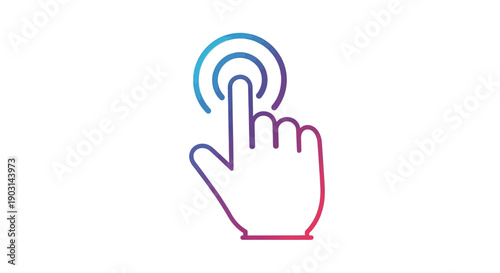 Interactive touch gesture icon representing digital clicking or tapping on a screen with a