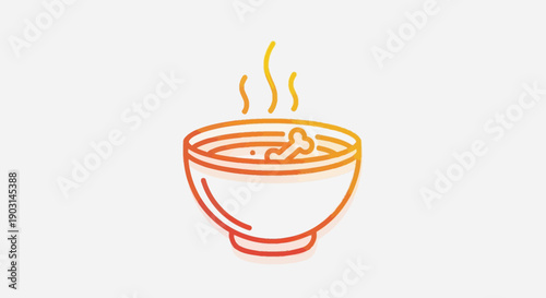 Warm and inviting illustration of a steaming bowl of bone broth soup perfect for winter comfort