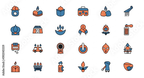 Collection of diverse icons representing various concepts and objects.