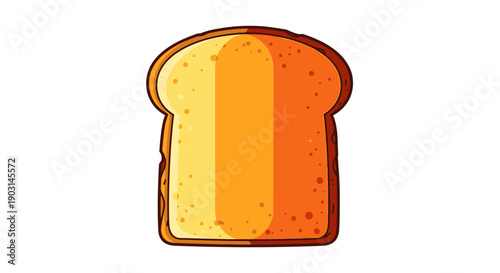 A vibrant cartoon illustration of a single slice of fresh bread perfect for breakfast menus