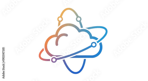 Dynamic cloud computing and global data network infrastructure concept icon representing digital