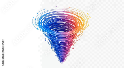 Dynamic colorful abstract spiral vortex with energetic flowing lines and vibrant gradient colors