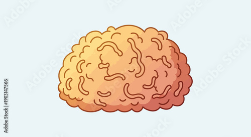 Vibrant cartoon depiction of a human brain showcasing thought, intelligence, and cognitive function